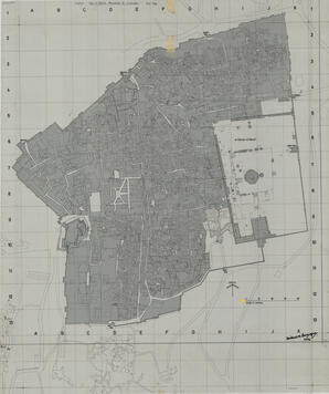 Large drawn map of the old city of Jerusalem by M. Burgoyne