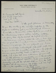 Letter from Professor Magoffin, New York University, to Harris Colt regarding the Colt Archaeological Expedition, 14.11.1932